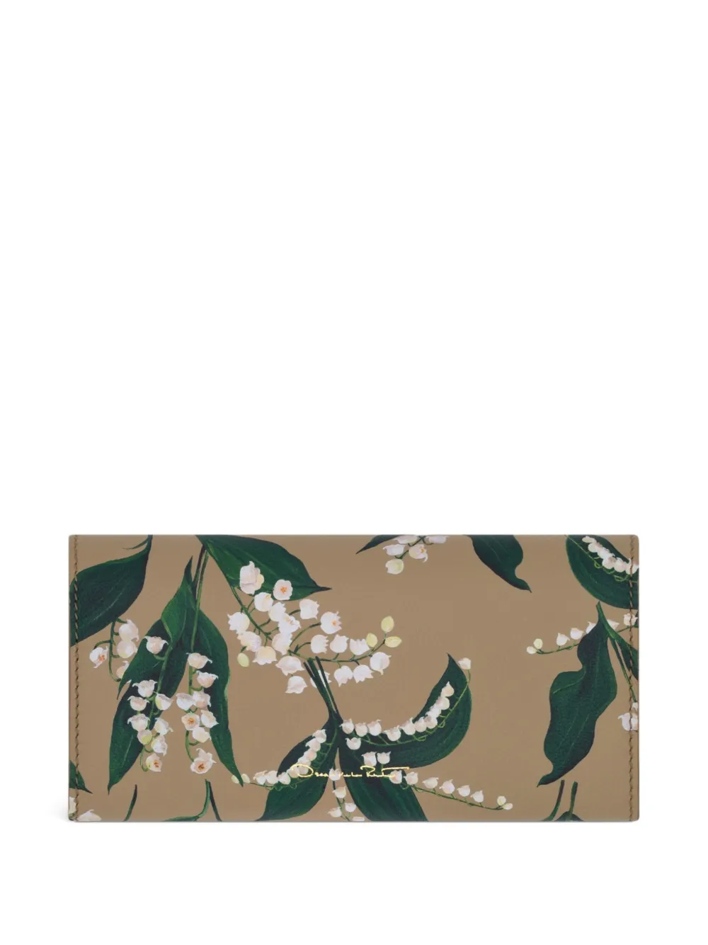 Oscar De La Renta Lily Of The Valley-printed Continental Wallet In Brown