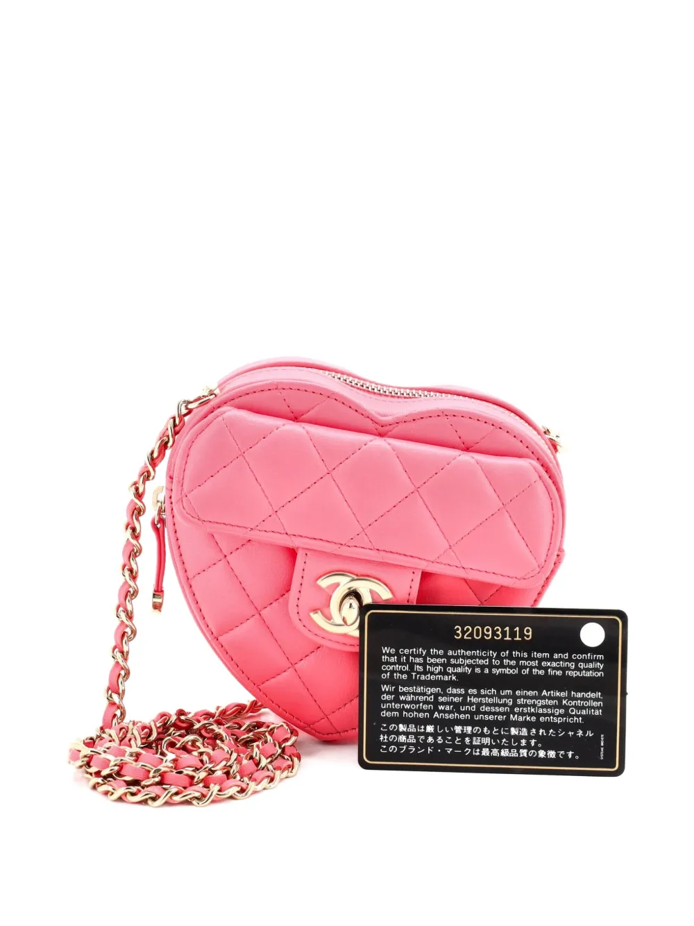 Pre-owned Chanel Cc In Love Heart Clutch With Chain Quilted Lambskin Crossbody Bag In Pink