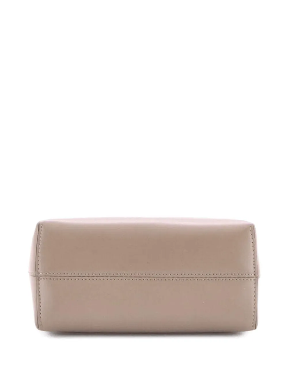 Pre-owned Fendi Logo By The Way Top Handle Bag Embossed Leather Mini Crossbody Bag In Brown