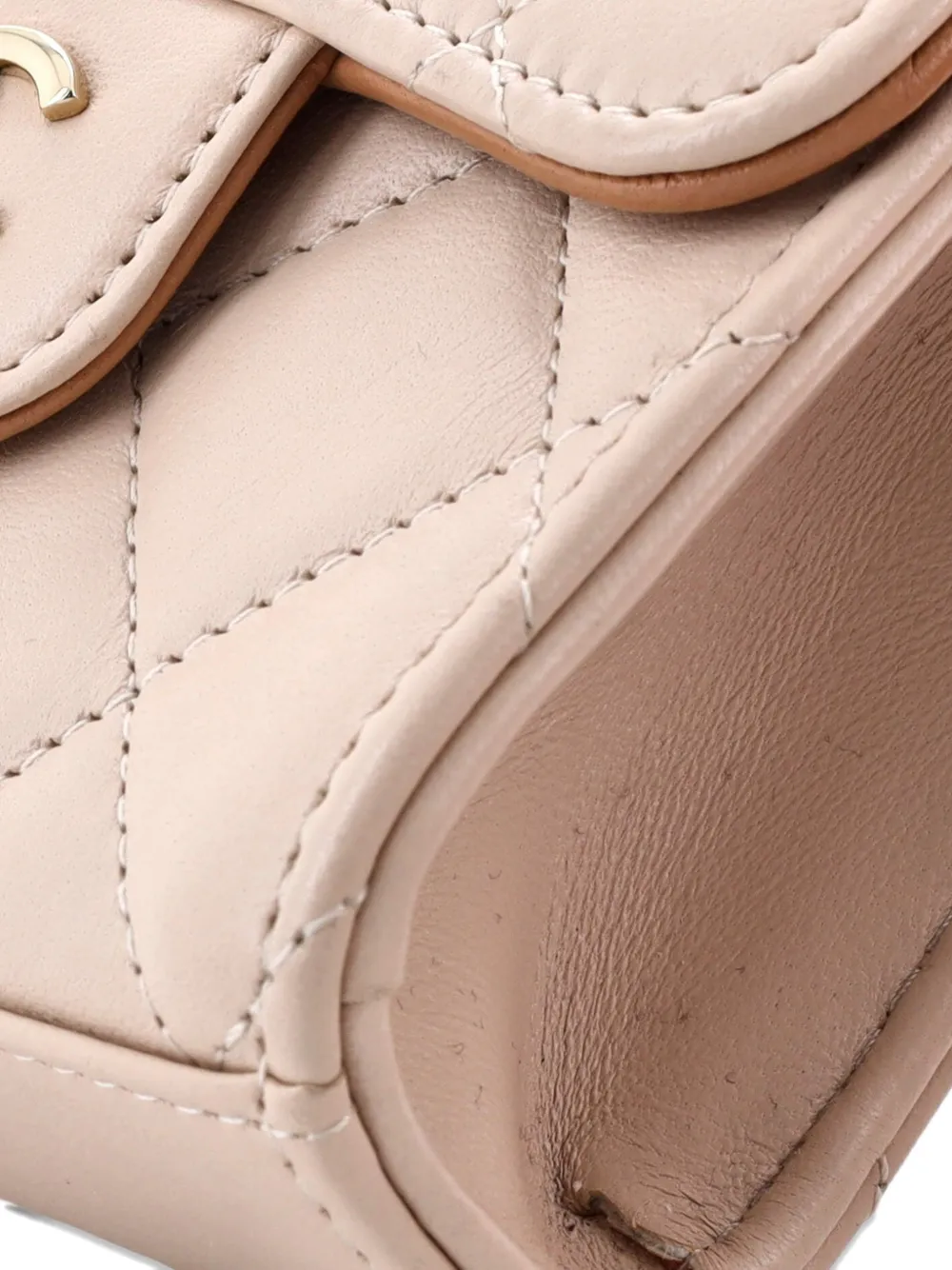 Pre-owned Chanel Square Classic Flap Top Handle Clutch With Chain Quilted Lambskin Crossbody Bag In Neutral