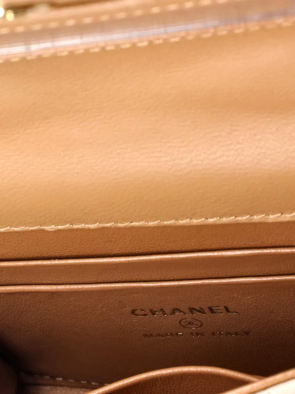 Pre-owned Chanel Square Classic Flap Top Handle Clutch With Chain Quilted Lambskin Crossbody Bag In Neutral