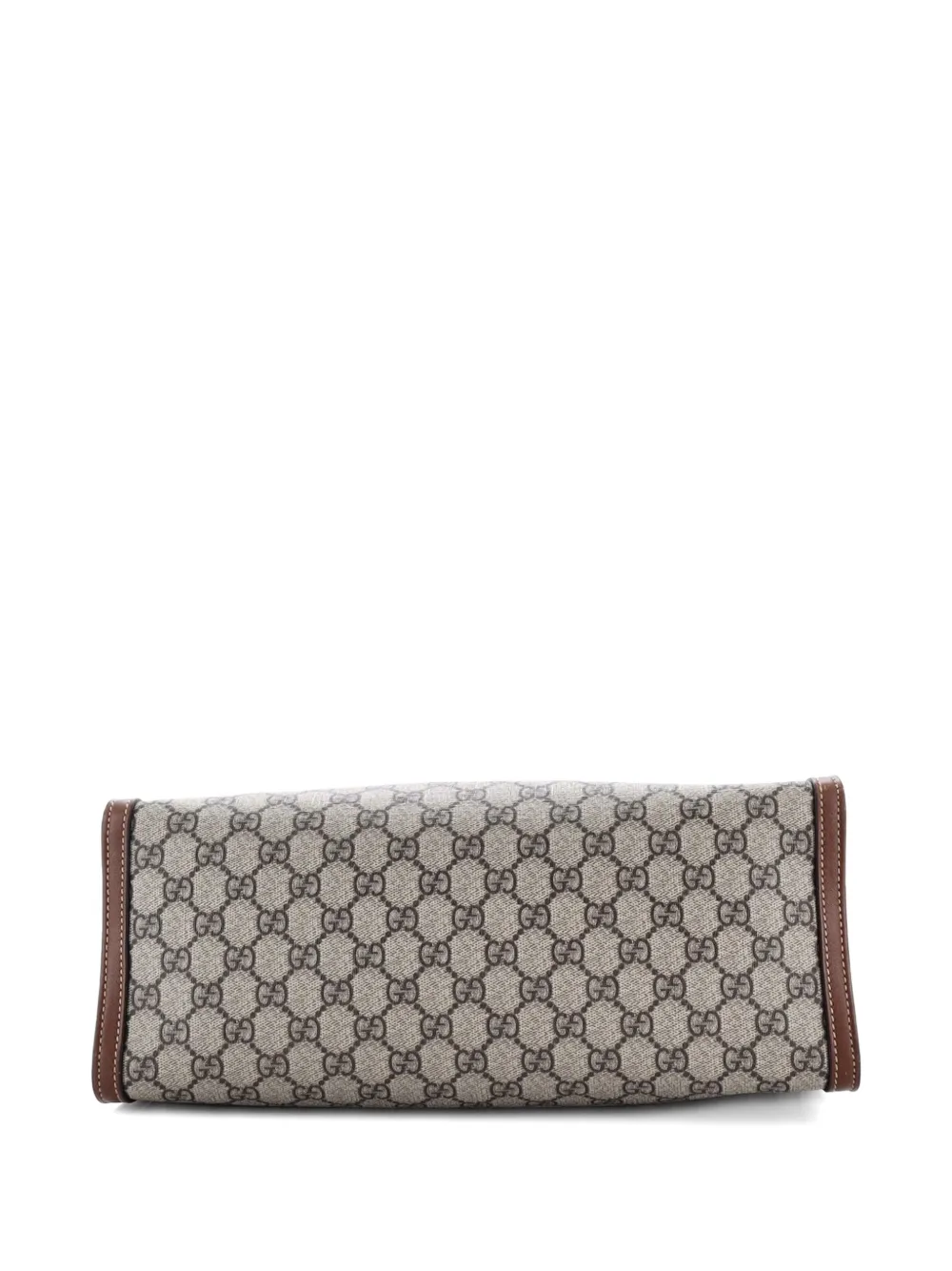 GUCCI Pre-owned Padlock Chain Gg Coated Canvas With Leather Medium Tote Bag In Brown