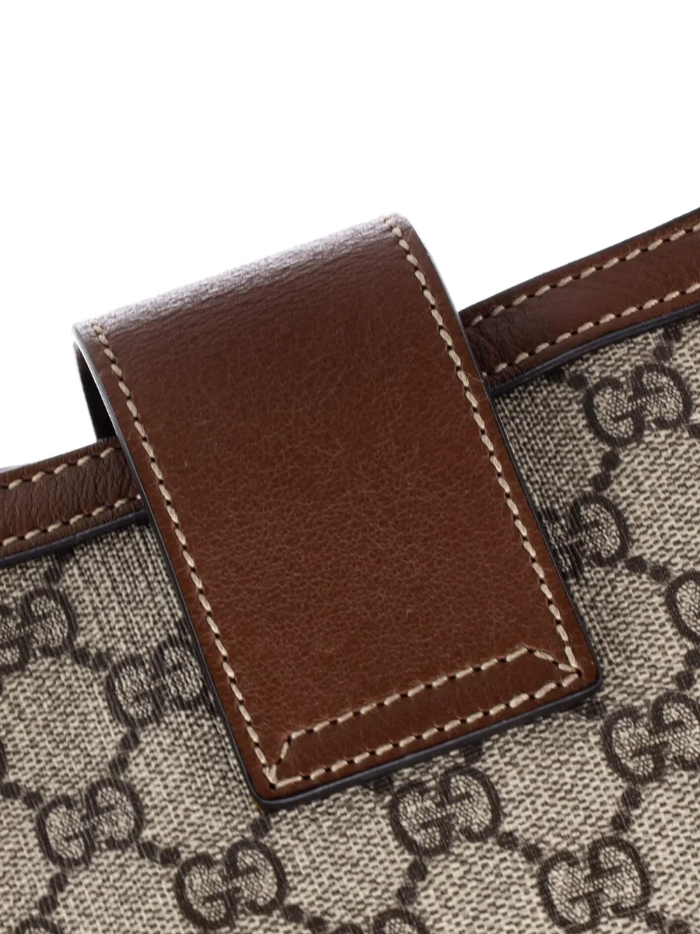 GUCCI Pre-owned Padlock Chain Gg Coated Canvas With Leather Medium Tote Bag In Brown