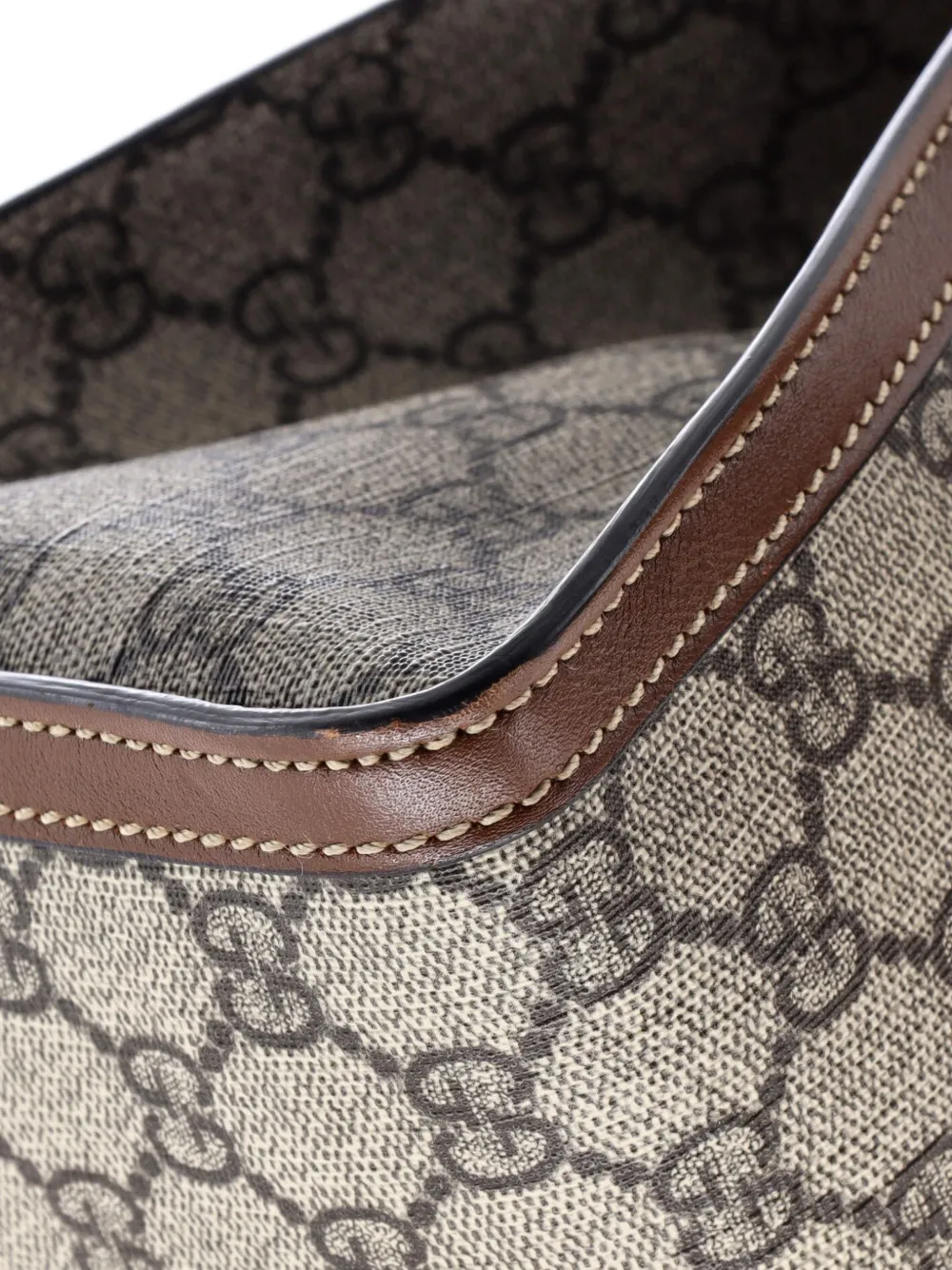 GUCCI Pre-owned Padlock Chain Gg Coated Canvas With Leather Medium Tote Bag In Brown