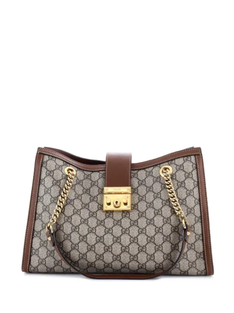 Gucci Pre-Owned Padlock Chain GG Coated Canvas with Leather Medium tote bag