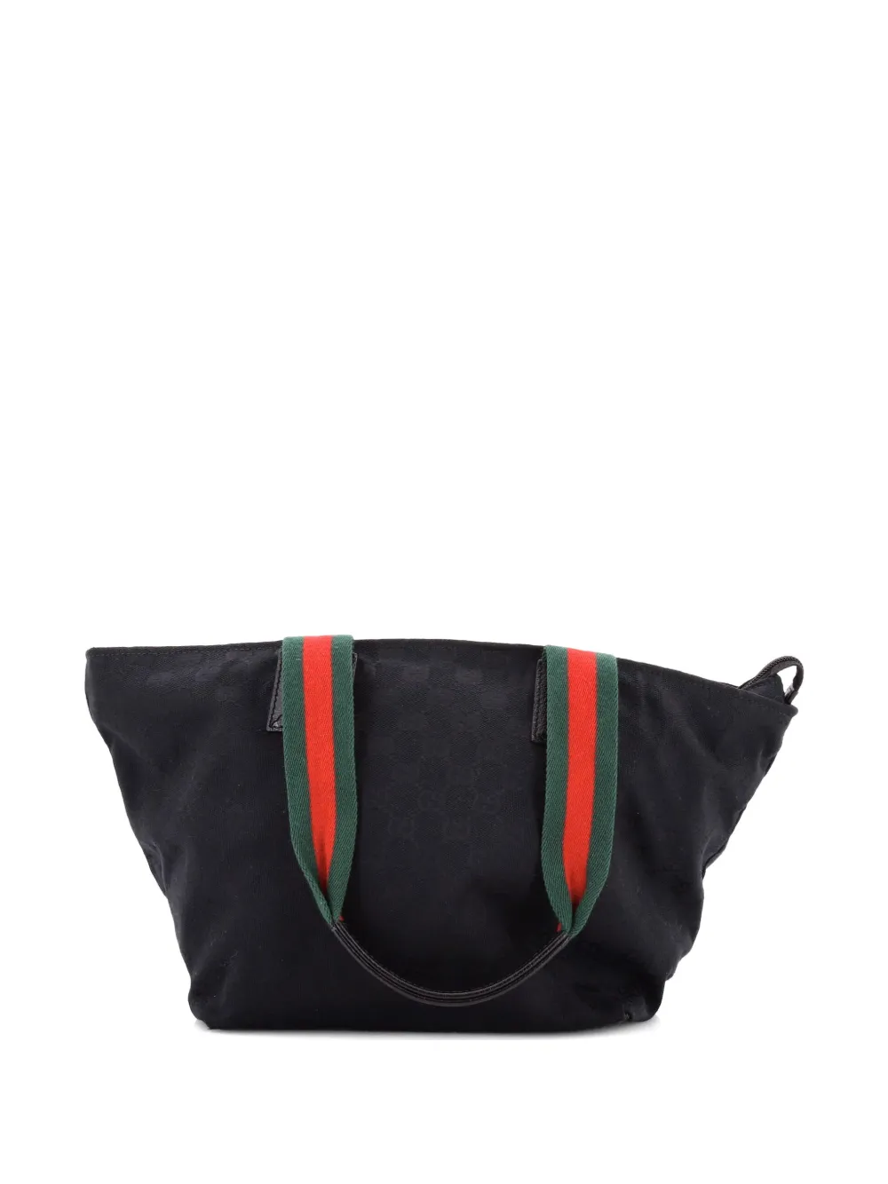Pre-owned Gucci Web Zip Gg Canvas Large Tote Bag In Black