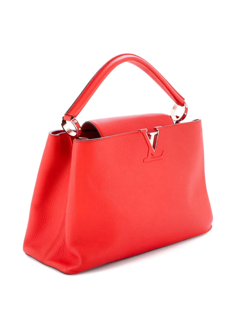 Pre-owned Louis Vuitton Capucines Bag Leather Mm Satchel In Red