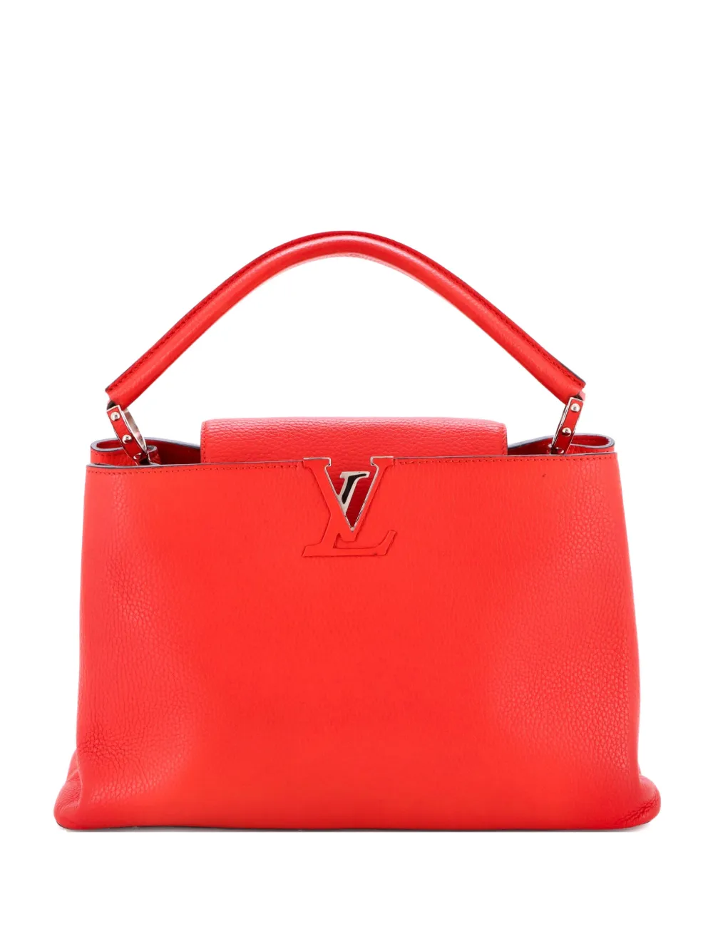 Pre-owned Louis Vuitton Capucines Bag Leather Mm Satchel In Red