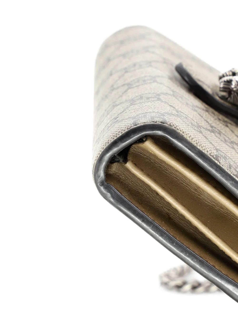 Pre-owned Gucci Dionysus Chain Wallet Gg Coated Canvas Small Crossbody Bag In Brown