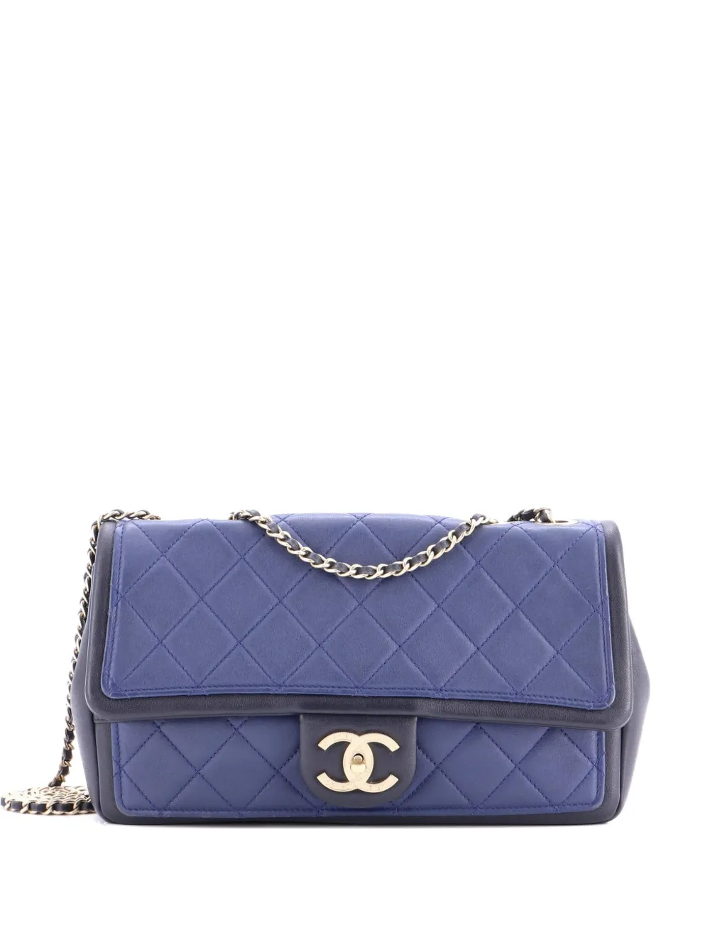 CHANEL Pre-Owned Bicolor Two Tone CC Chain Flap Bag Quilted Lambskin Small shoulder bag - Blu