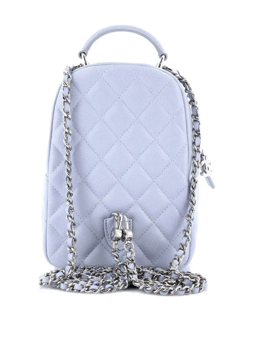 CHANEL Pre-owned Classic Cc Chain Pocket Quilted Caviar Mini Backpack In Blue