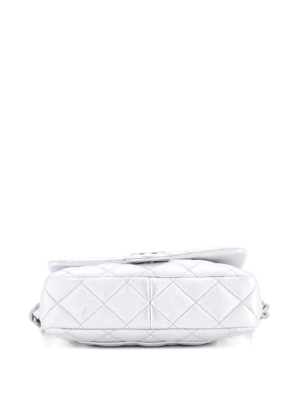 CHANEL Pre-owned Lacquered Cc Flap Bag Quilted Metallic Lambskin Small Shoulder Bag In Silver