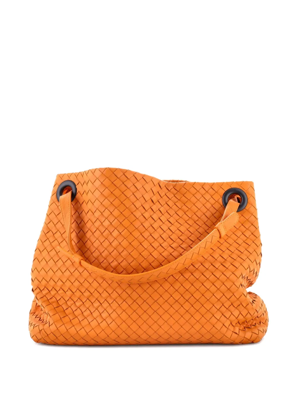 Pre-owned Bottega Veneta Bella Intrecciato Nappa Medium Tote Bag In Orange