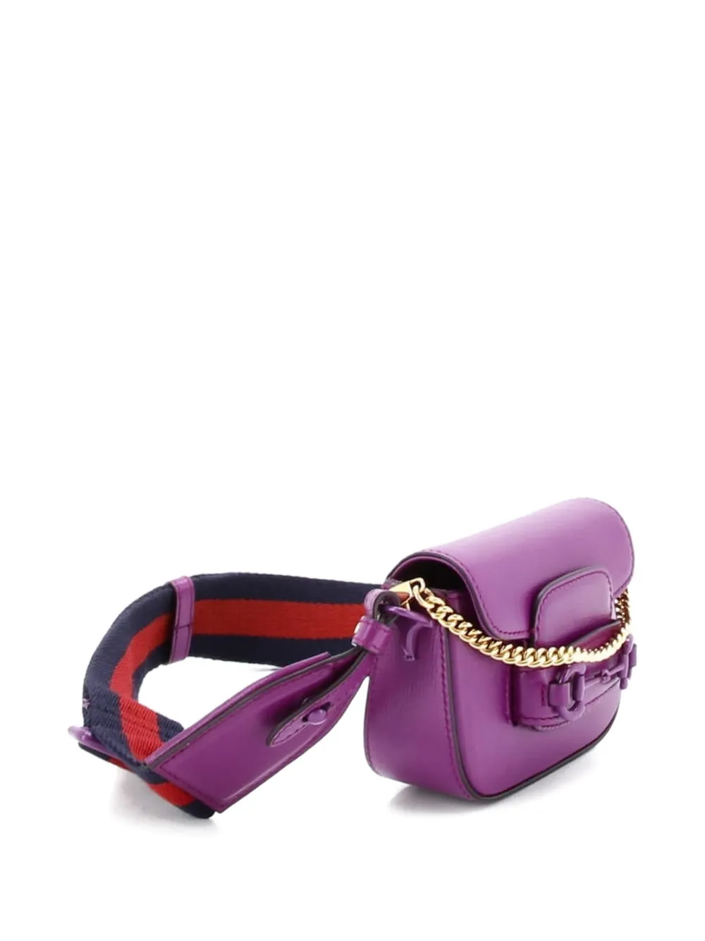 Pre-owned Gucci Horsebit 1955 Flap Wallet With Strap Leather Crossbody Bag In Purple