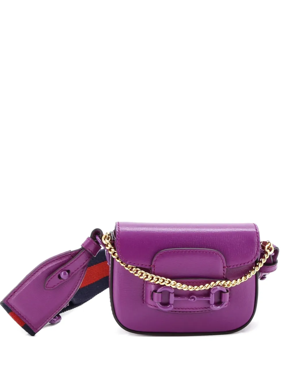 Pre-owned Gucci Horsebit 1955 Flap Wallet With Strap Leather Crossbody Bag In Purple