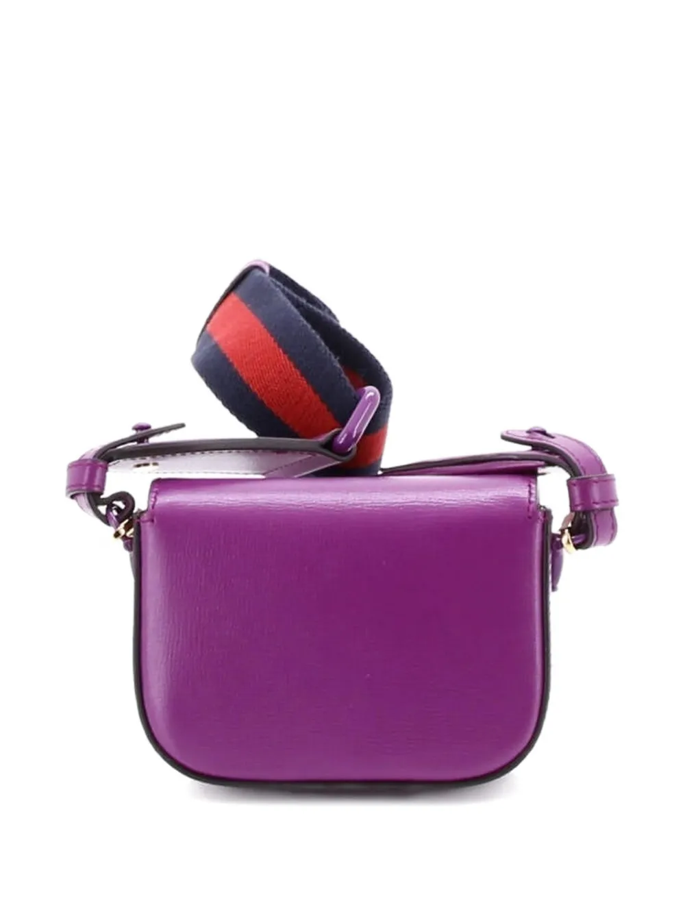 Pre-owned Gucci Horsebit 1955 Flap Wallet With Strap Leather Crossbody Bag In Purple