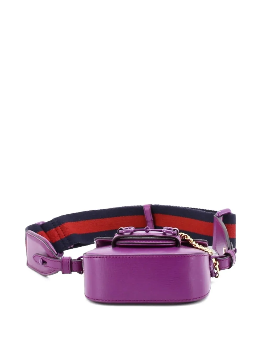 Pre-owned Gucci Horsebit 1955 Flap Wallet With Strap Leather Crossbody Bag In Purple