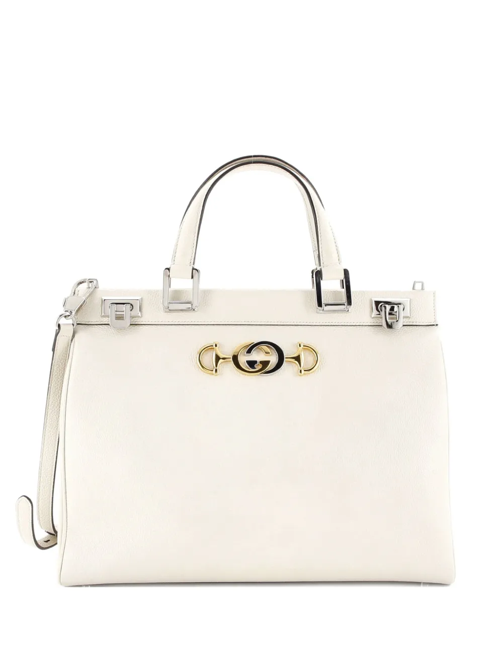 Pre-owned Gucci Zumi Top Handle Bag Leather Medium Satchel In Neutral