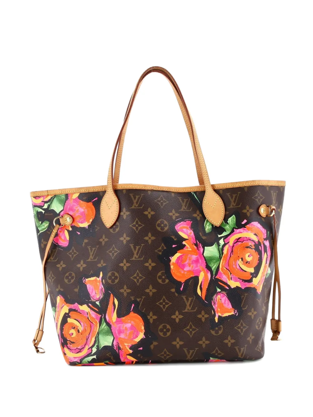 Pre-owned Louis Vuitton Neverfull Limited Edition Monogram Roses Mm Tote Bag In Brown