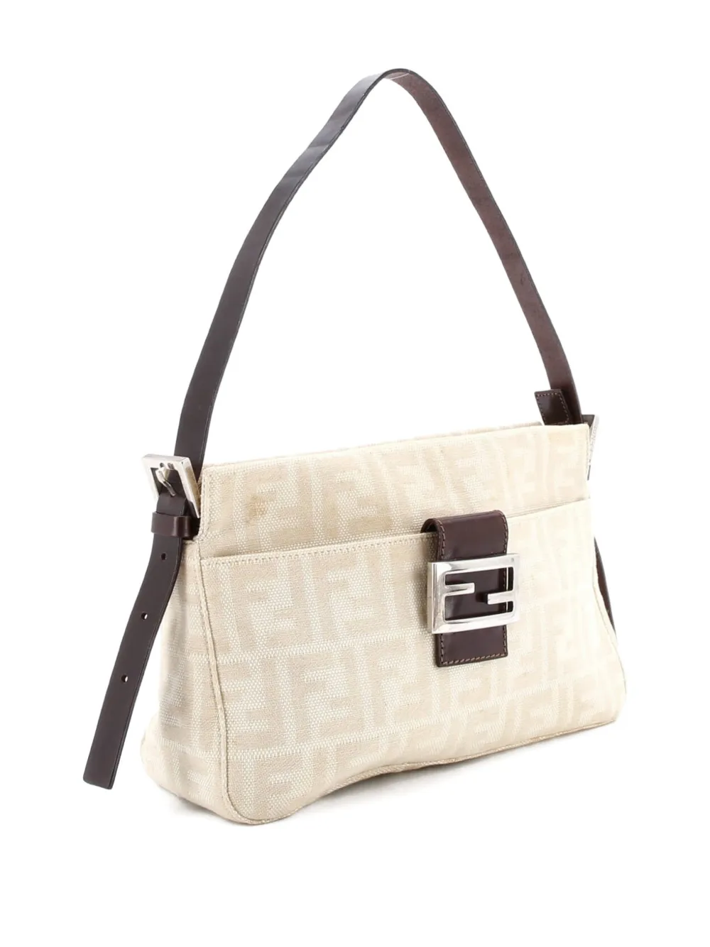 FENDI Pre-owned Vintage Pocket Zucca Canvas Small Shoulder Bag In Neutral