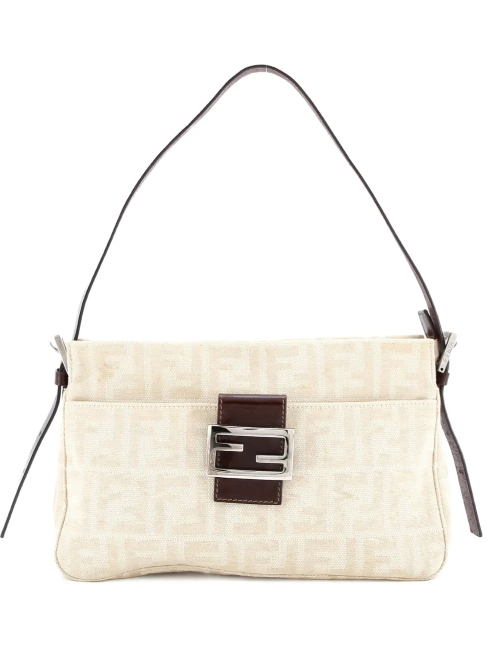 Click to view more detailed imagery on our partner's website Pre-owned Fendi Vintage Pocket Zucca Canvas Small Shoulder Bag In Neutral