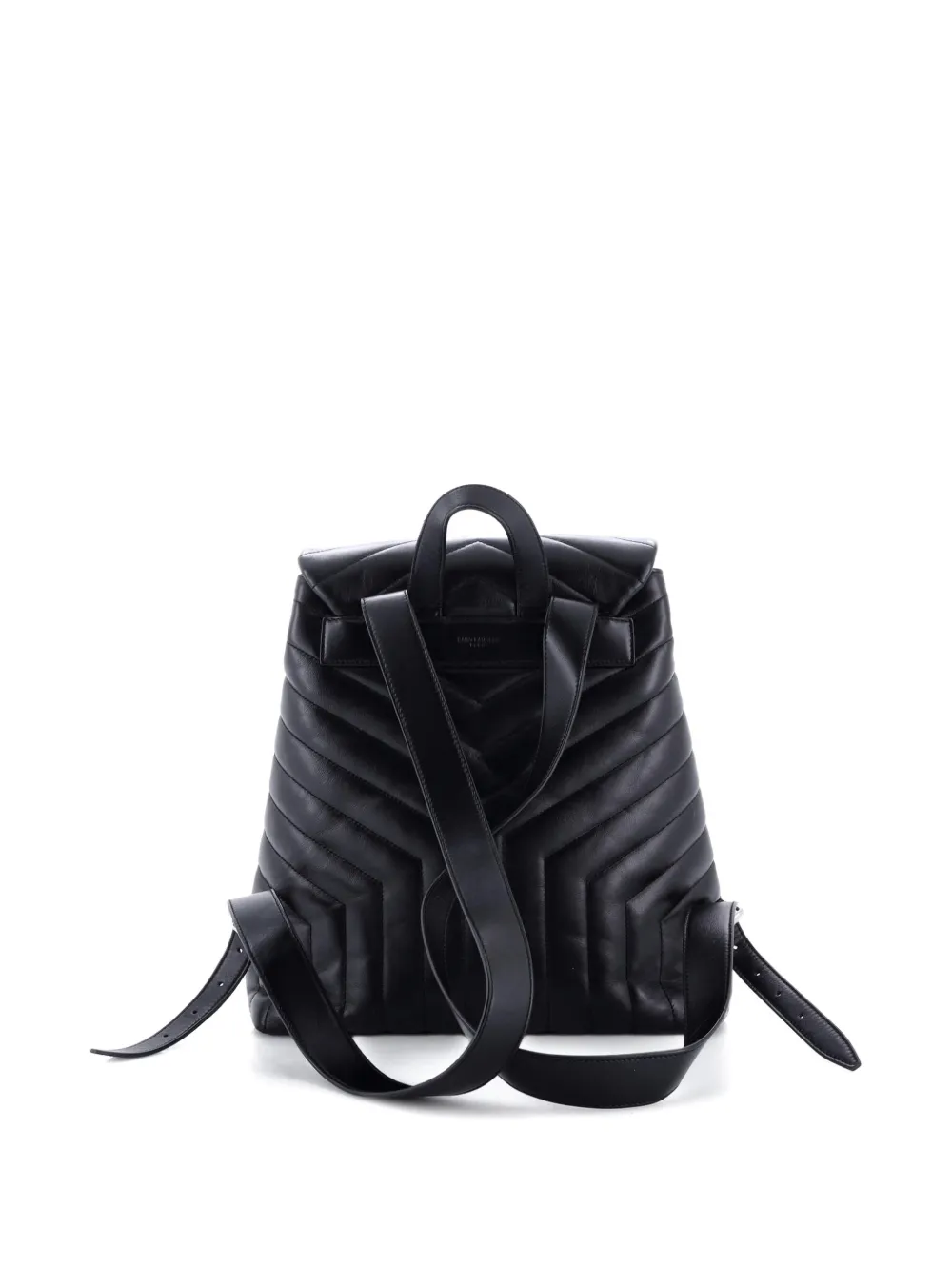 Pre-owned Saint Laurent Loulou Matelasse Chevron Leather Medium Backpack In Black