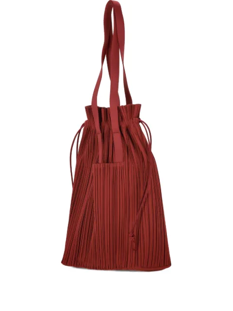 Pleats Please Issey Miyake pleated drawstring tote bag