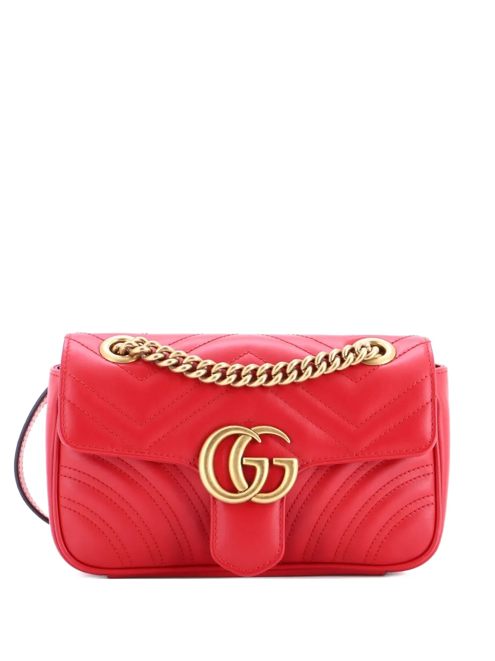 Gucci Pre-Owned GG Marmont Flap Bag Matelasse Leather Mini crossbody bag - Rosso