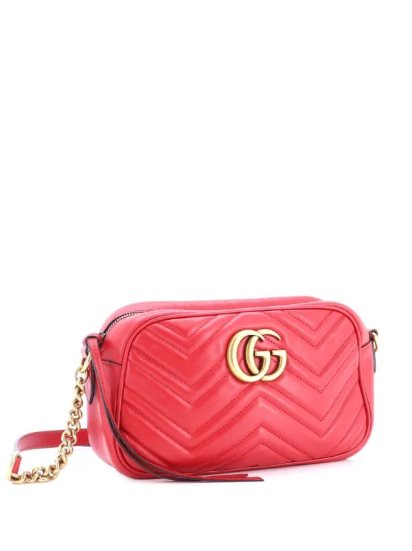 Gucci Pre-Owned GGマーモント ショルダーバッグ S | レッド | FARFETCH JP