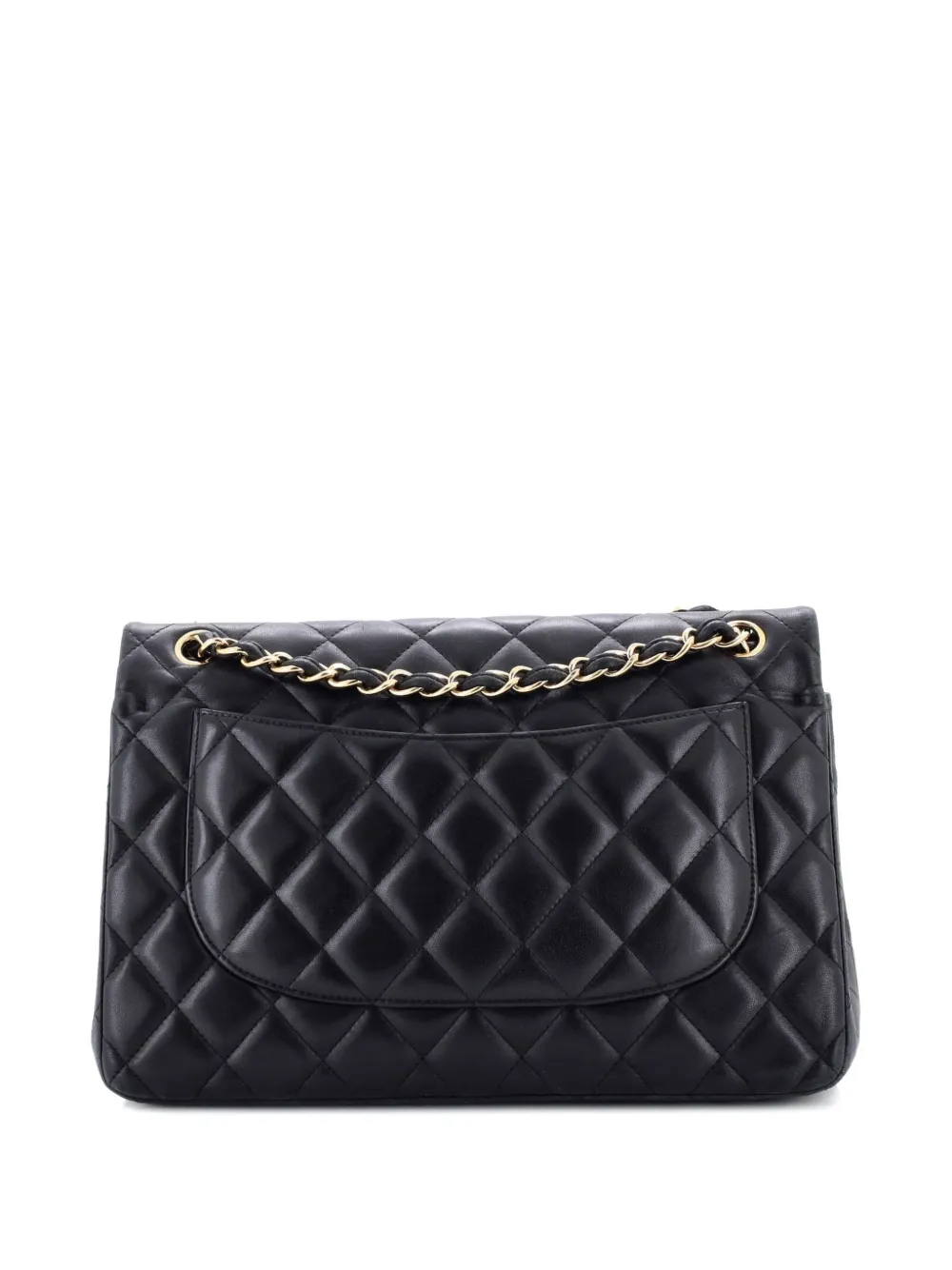 Pre-owned Chanel Classic Double Flap Bag Quilted Lambskin Jumbo Shoulder Bag In Black