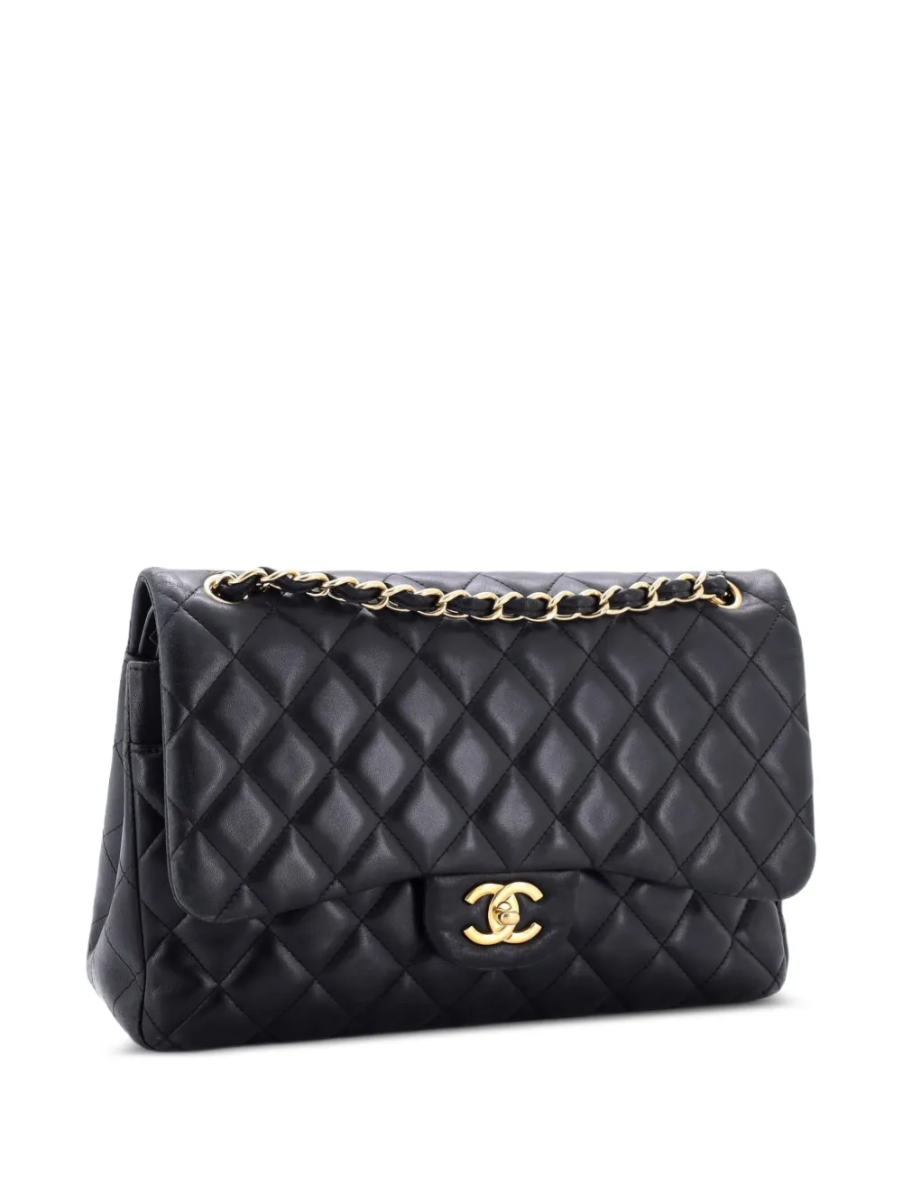 CHANEL Pre-Owned Classic Double Flap Bag Quilted Lambskin Jumbo shoulder bag - Nero