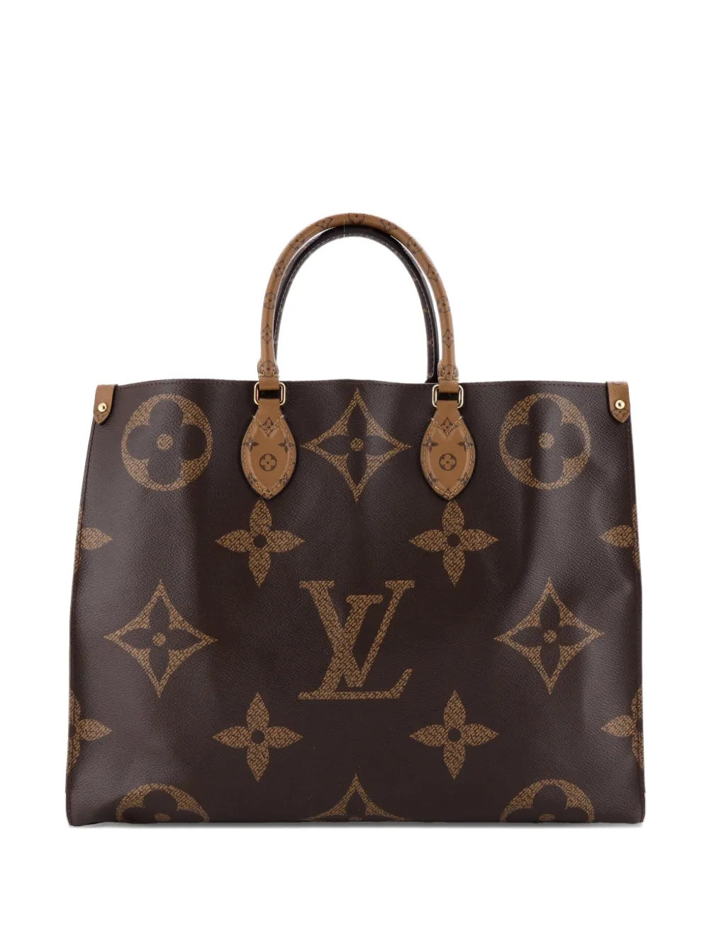 Pre-owned Louis Vuitton Onthego Reverse Monogram Giant Gm Tote Bag In Brown