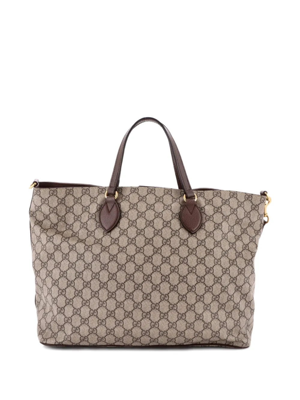 Pre-owned Gucci Courrier Convertible Soft Open Gg Coated Canvas With Applique Large Tote Bag In Brown