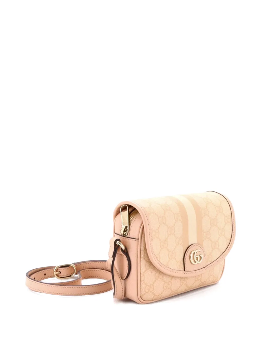 GUCCI Pre-owned Ophidia Flap Shoulder Bag Gg Coated Canvas Mini Crossbody Bag In Pink