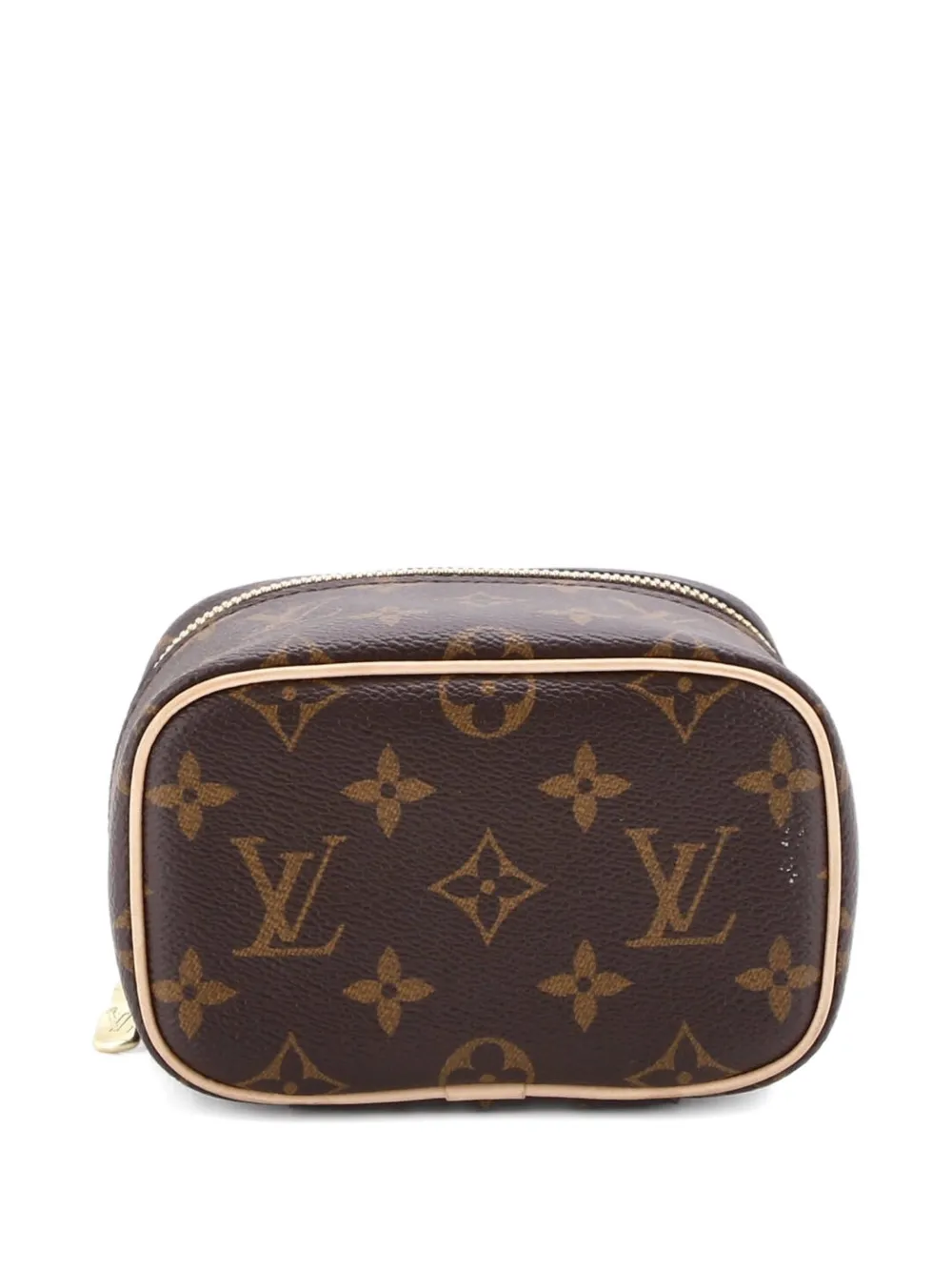Pre-owned Louis Vuitton Nice Vanity Case Monogram Canvas Nano Pouch In Brown