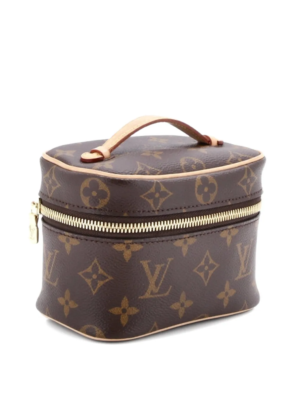 Pre-owned Louis Vuitton Nice Vanity Case Monogram Canvas Nano Pouch In Brown