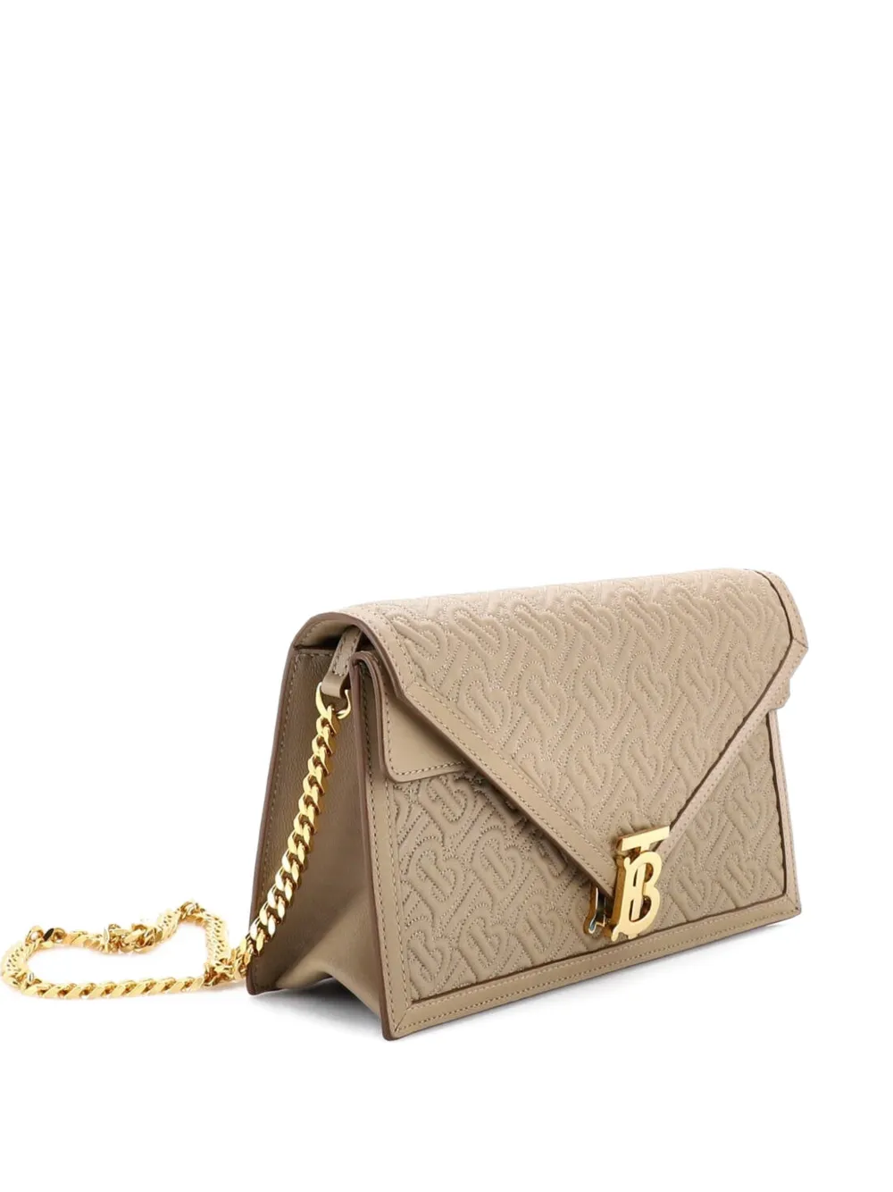 Burberry Pre-Owned TB Envelope Chain Clutch Monogram Embossed Leather Small crossbody bag - Marrone