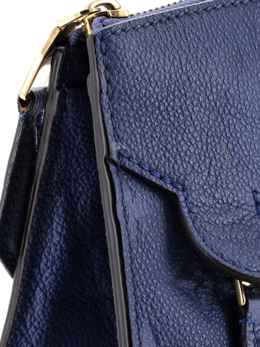 Pre-owned Louis Vuitton Pont Neuf Handbag Monogram Empreinte Leather Mm Satchel In Blue