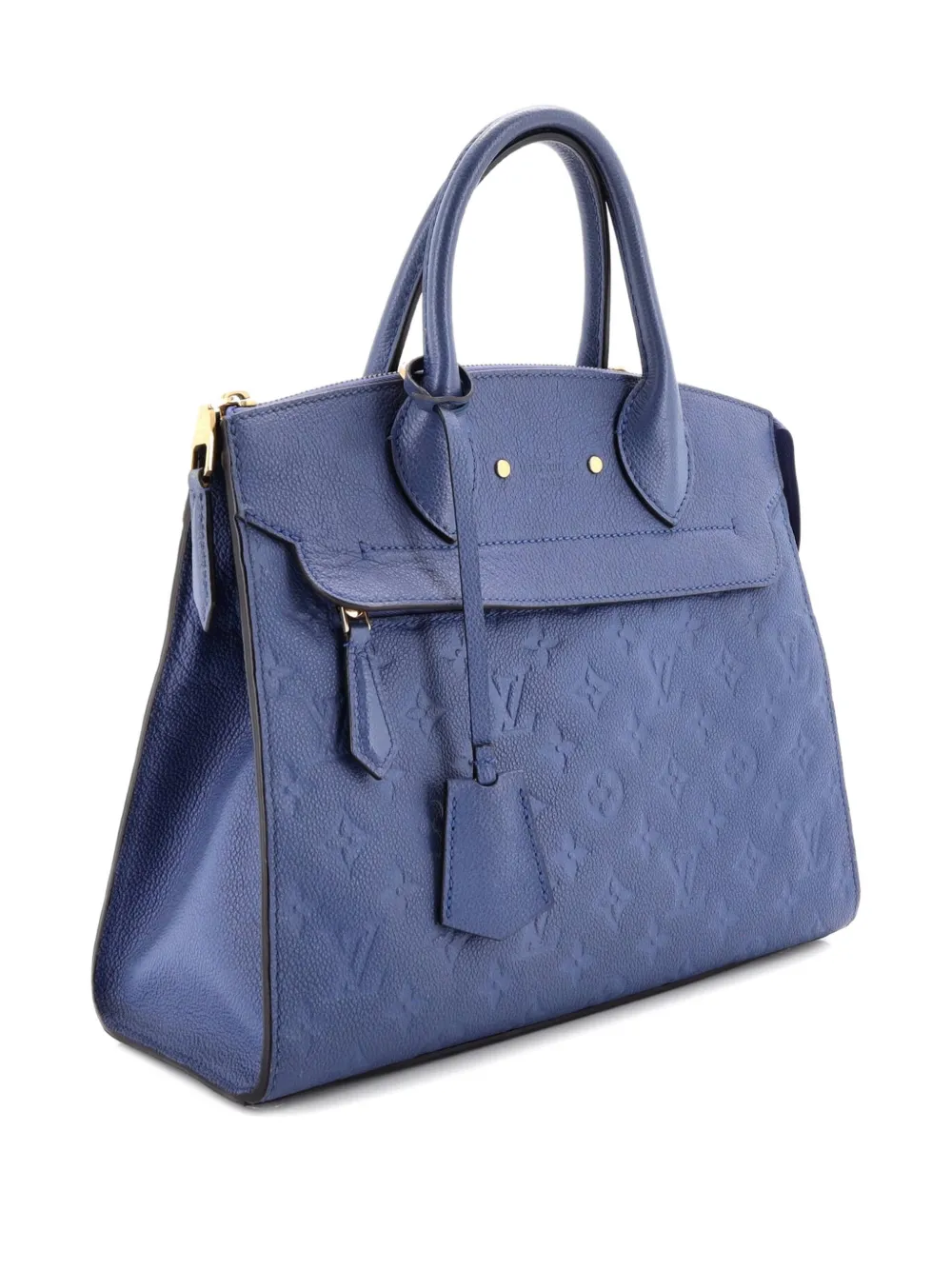 Pre-owned Louis Vuitton Pont Neuf Handbag Monogram Empreinte Leather Mm Satchel In Blue