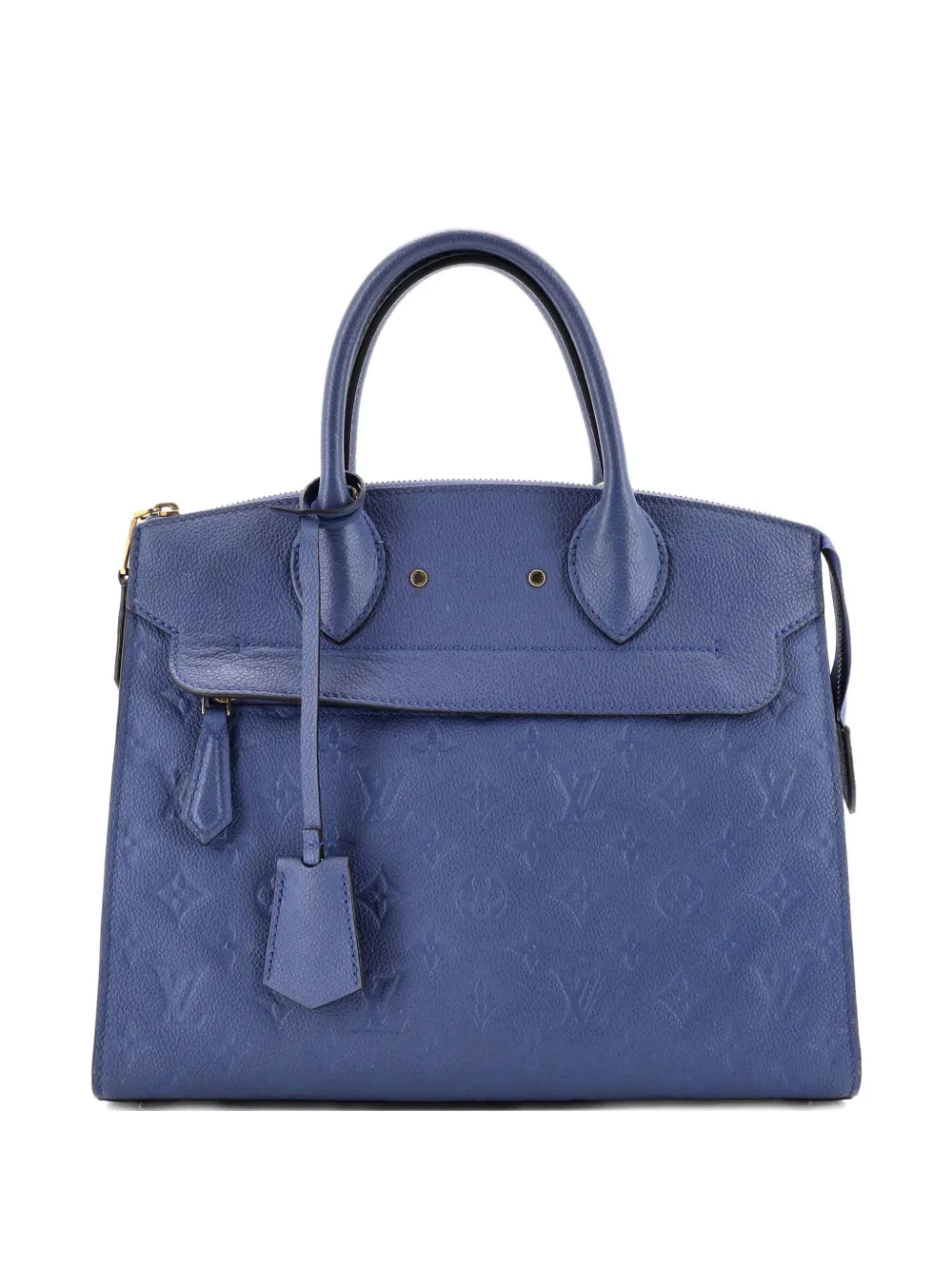 Pre-owned Louis Vuitton Pont Neuf Handbag Monogram Empreinte Leather Mm Satchel In Blue