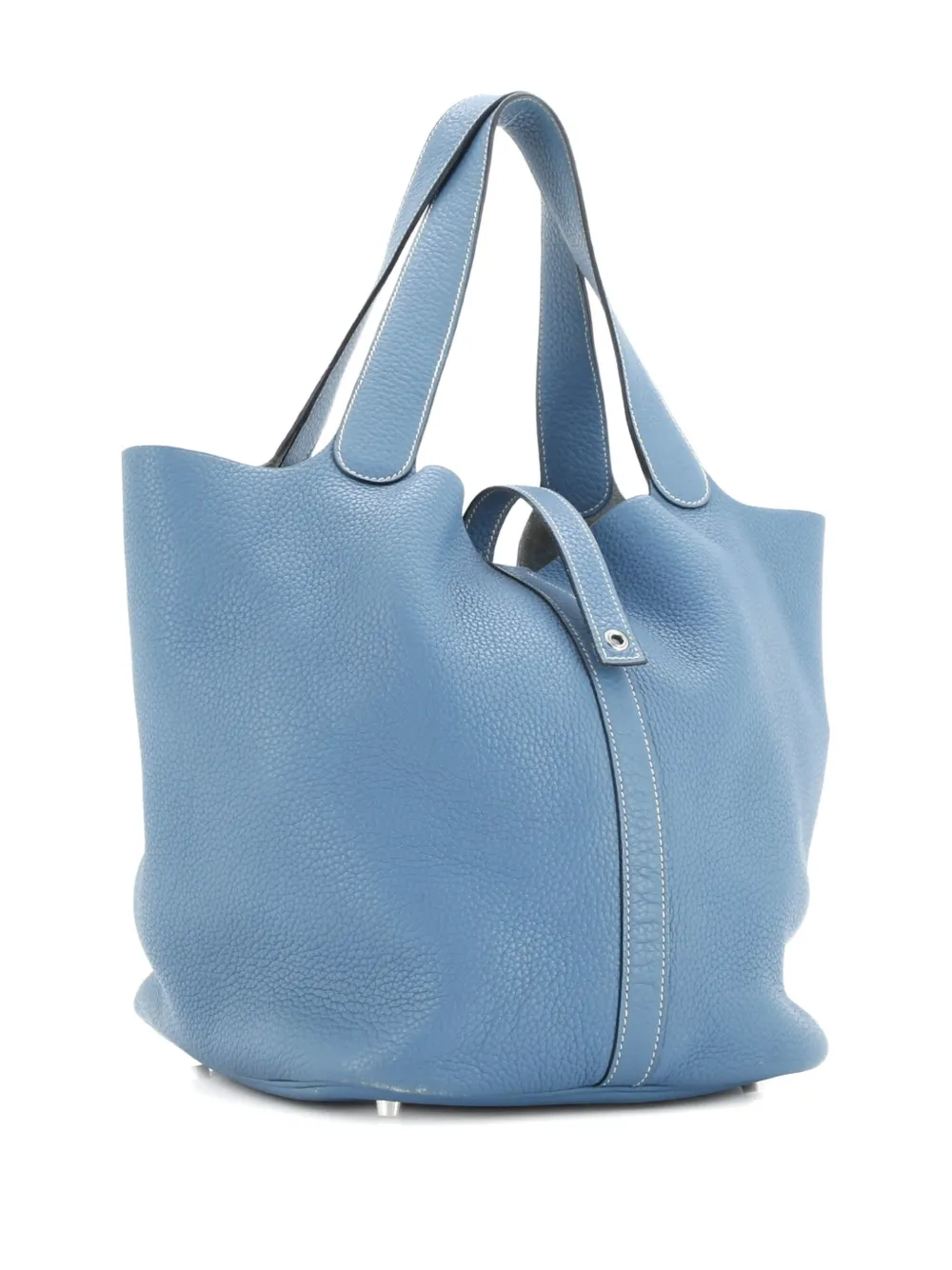 Pre-owned Hermes Picotin Lock Bag Clemence Gm Bucket Bag In Blue