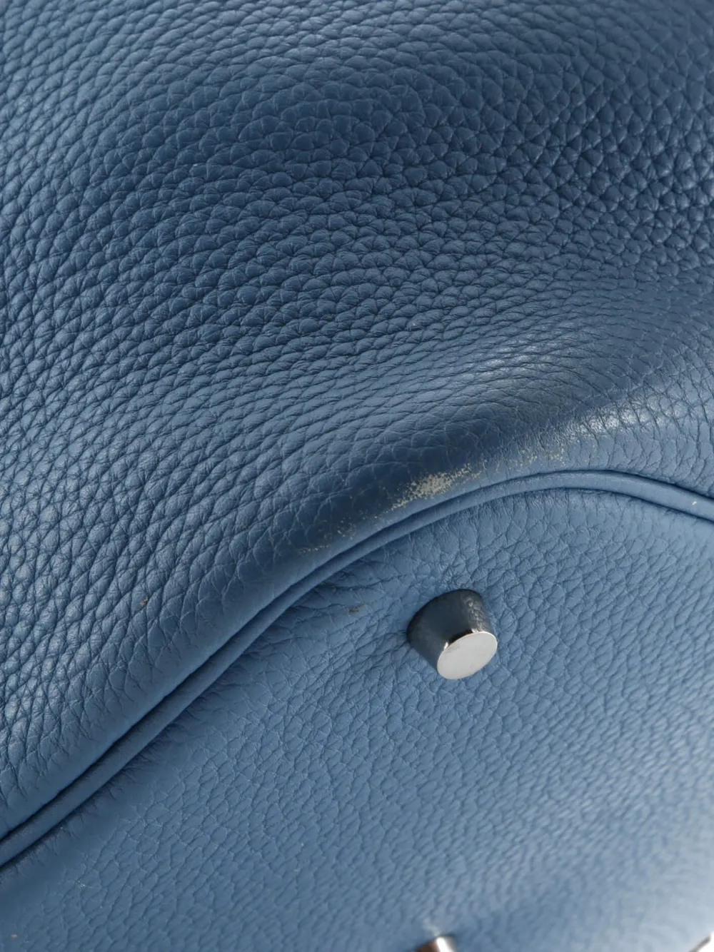 Pre-owned Hermes Picotin Lock Bag Clemence Gm Bucket Bag In Blue