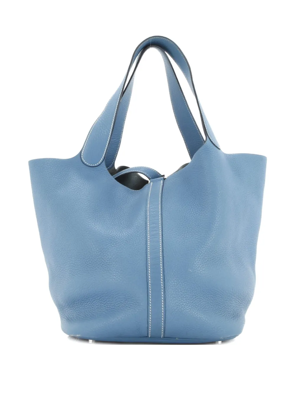 Pre-owned Hermes Picotin Lock Bag Clemence Gm Bucket Bag In Blue