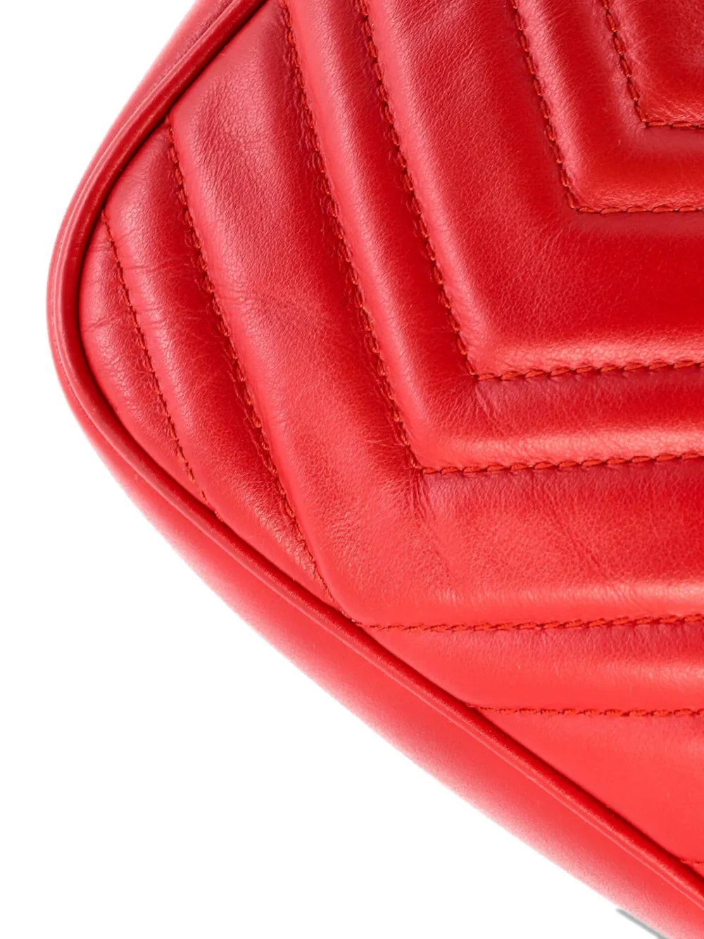 GUCCI Pre-owned Gg Marmont Shoulder Bag Matelasse Leather Small Crossbody Bag In Red