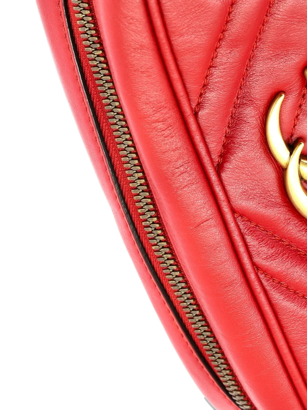 GUCCI Pre-owned Gg Marmont Shoulder Bag Matelasse Leather Small Crossbody Bag In Red