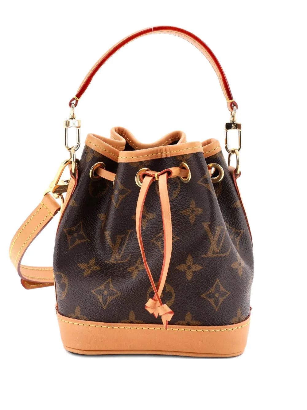 Pre-owned Louis Vuitton Noe Nm Handbag Monogram Canvas Nano Bucket Bag In Brown