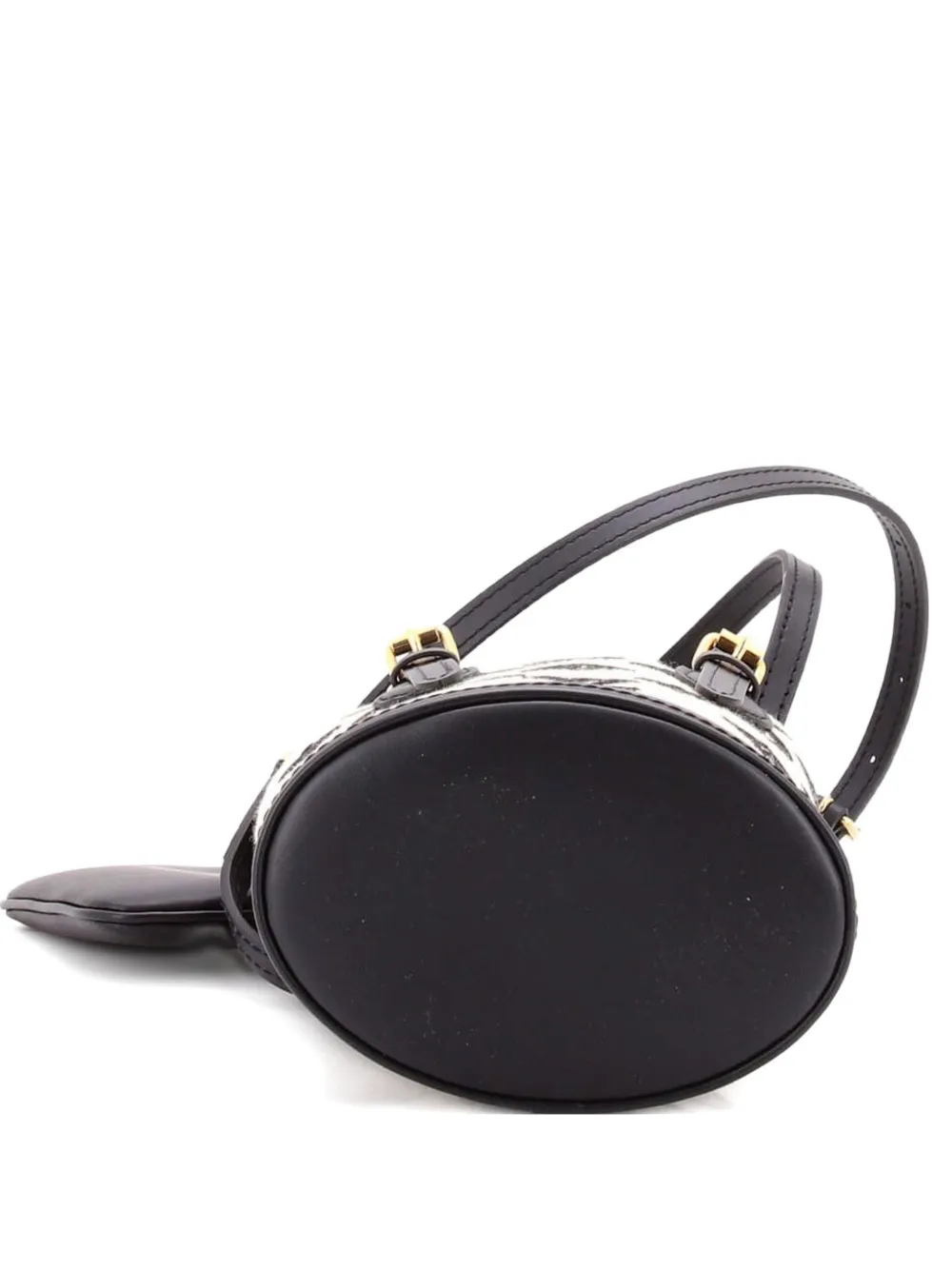 Click to view more detailed imagery on our partner's website Pre-owned Louis Vuitton By The Pool Monogram Raffia Nano Bucket Bag In Black