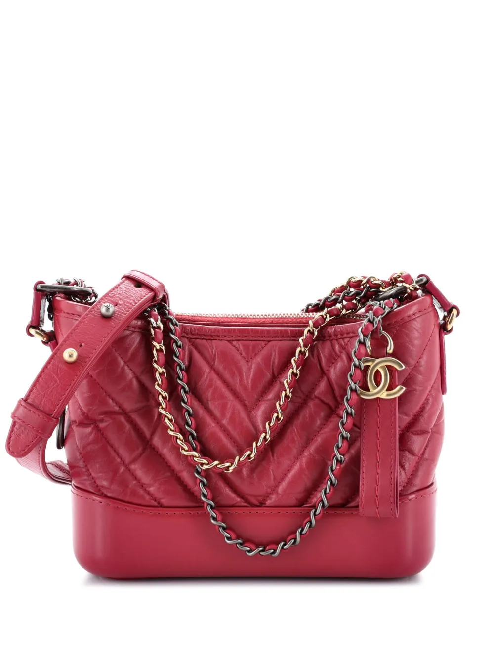 CHANEL Pre-Owned Gabrielle Hobo Chevron Aged Calfskin Small crossbody bag - Rosa