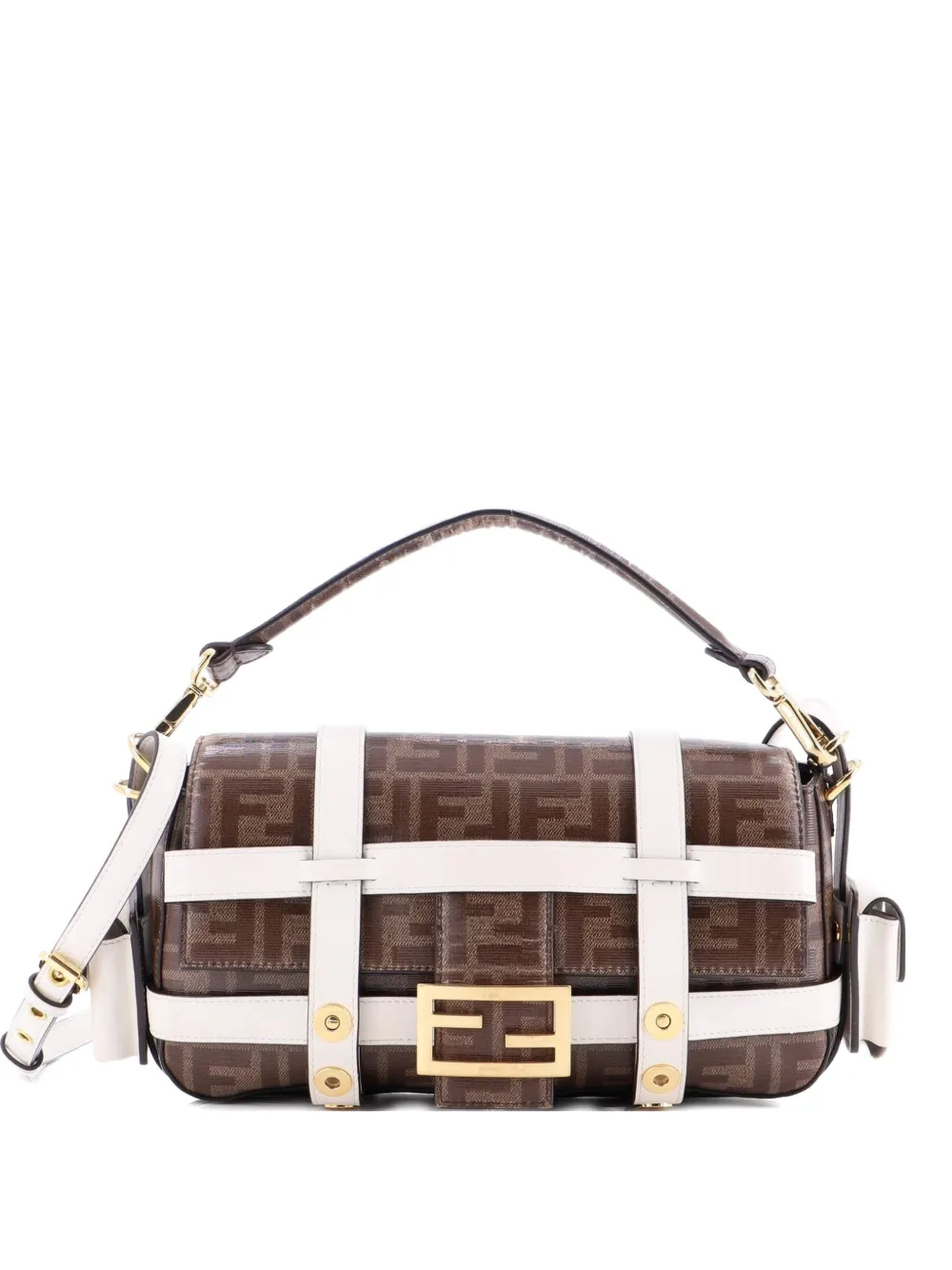 Fendi Pre-Owned Baguette Cage Bag Zucca Coated Canvas and Leather Medium crossbody bag | Brown | Image 1