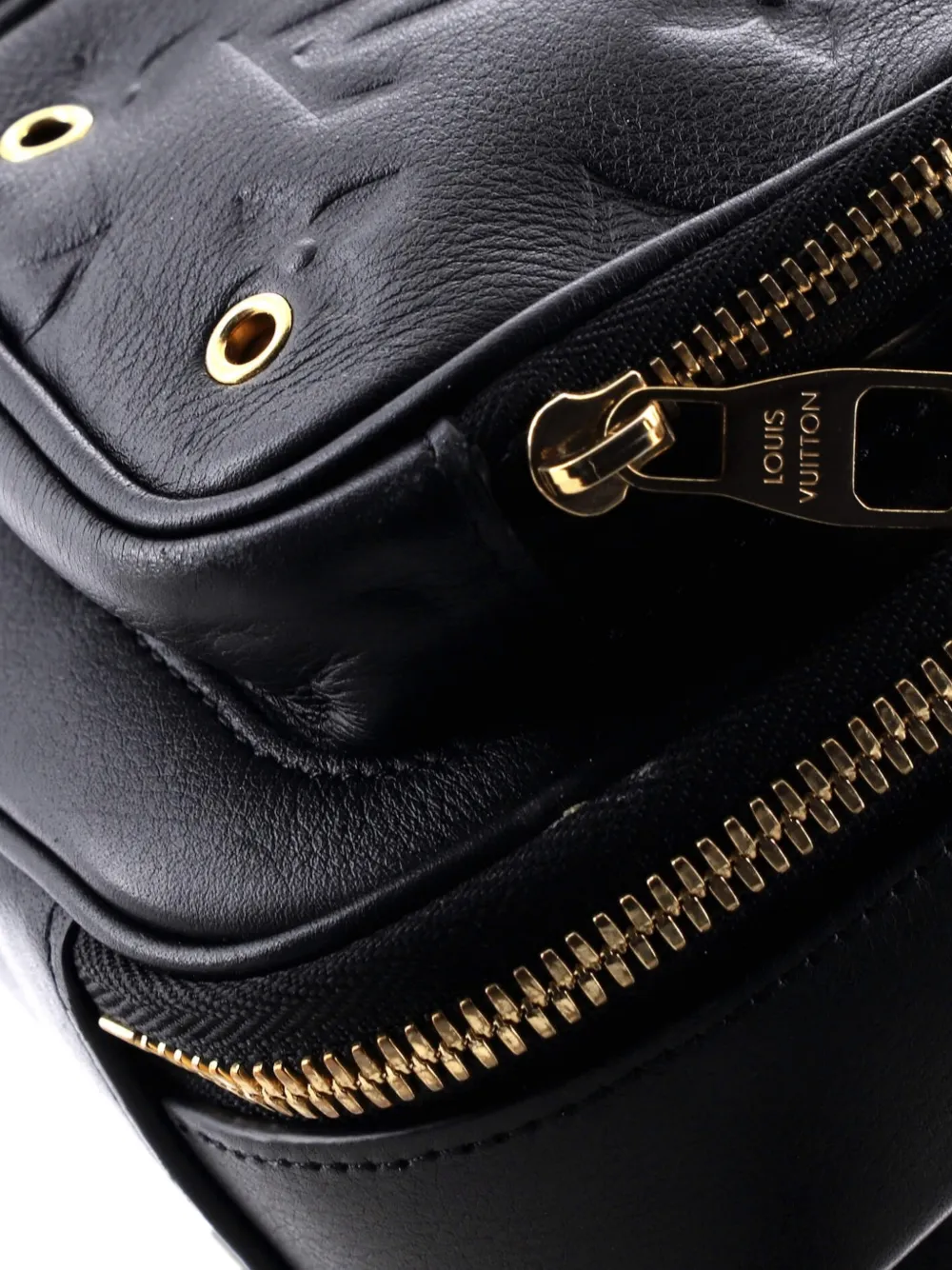 Pre-owned Louis Vuitton Utility Calfskin With Embossed Monogram Detail Crossbody Bag In Black
